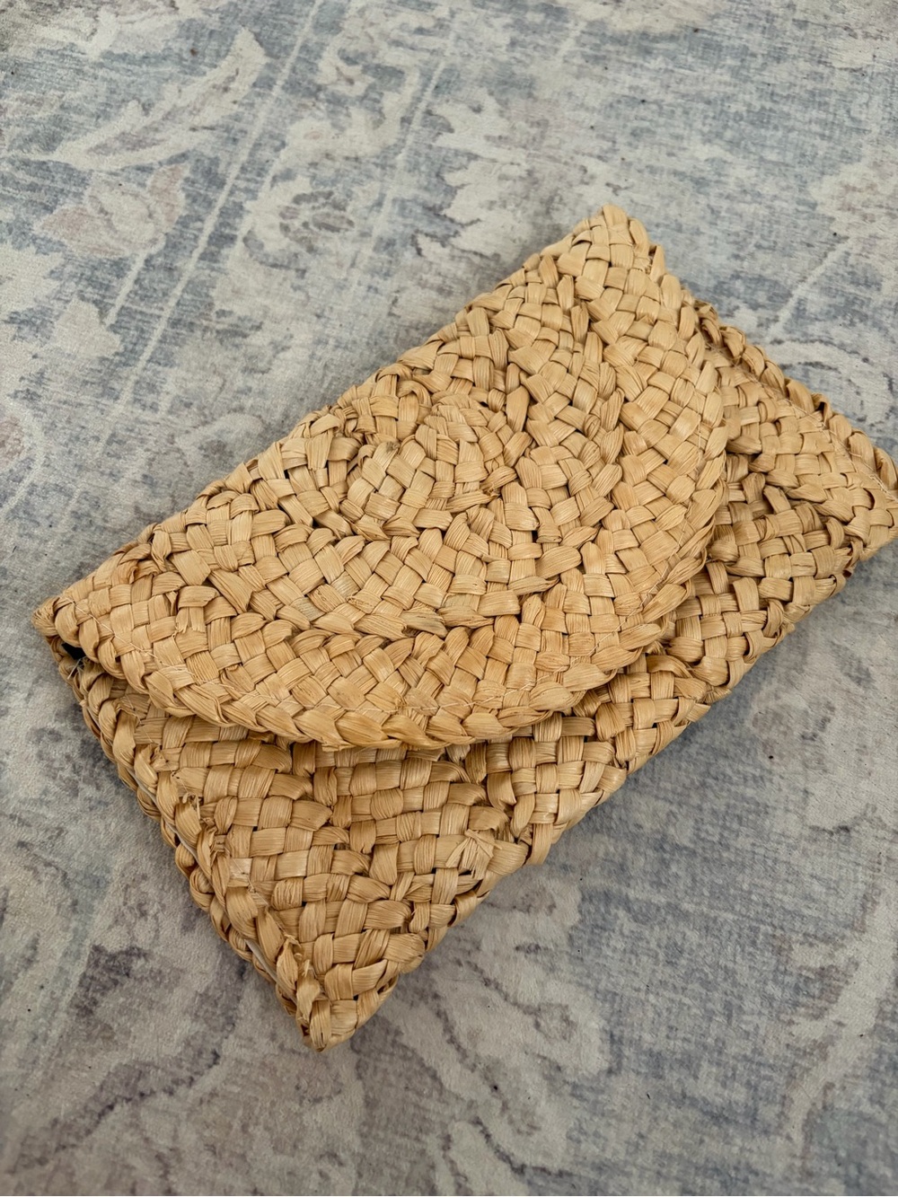 Woven Straw Clutch Handbag